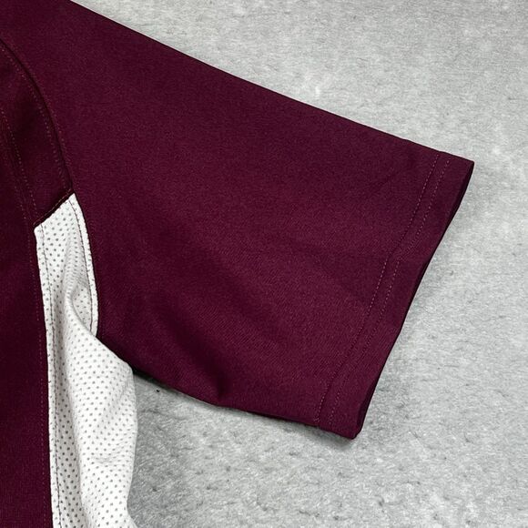 Nike Jersey Mens Large Maroon White Short Sleeve Baseball Button Up Logo Jersey - Picture 4 of 12